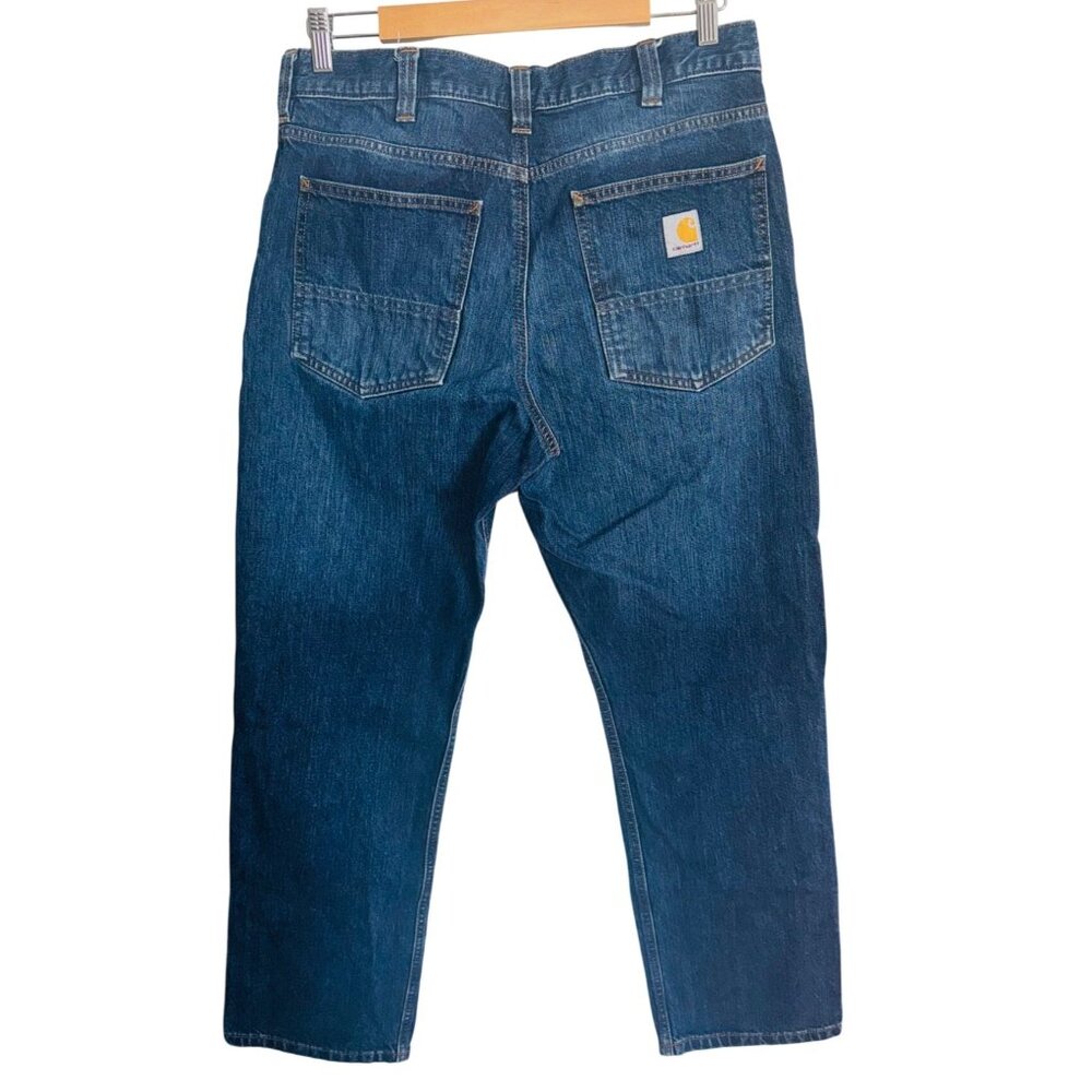 Carhartt Relaxed Fit Men Blue Denim Jeans 33x32 Straight Leg Western Cowboy Jean - Picture 2 of 7